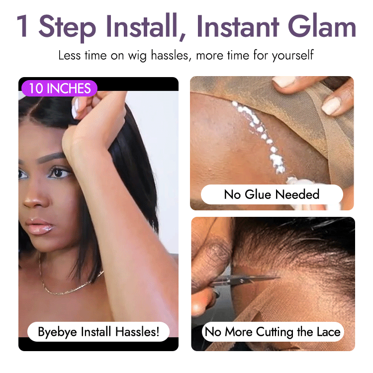 Onimehair™My GO-TO BOB™ - Glueless 5x5 Closure HD Lace Silky Straight Human Hair Wig