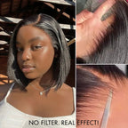 Onimehair™PreMax Wigs - Natural Black / Blonde Highlight C Part Glueless Lace Front Bob Wig