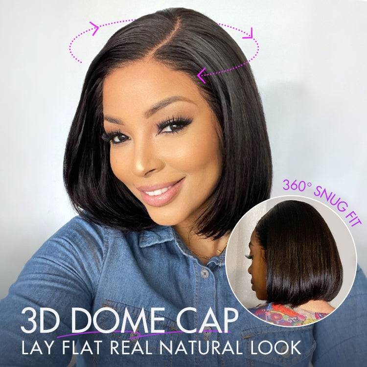 Onimehair™PreMax Wigs - Natural Black / Blonde Highlight C Part Glueless Lace Front Bob Wig