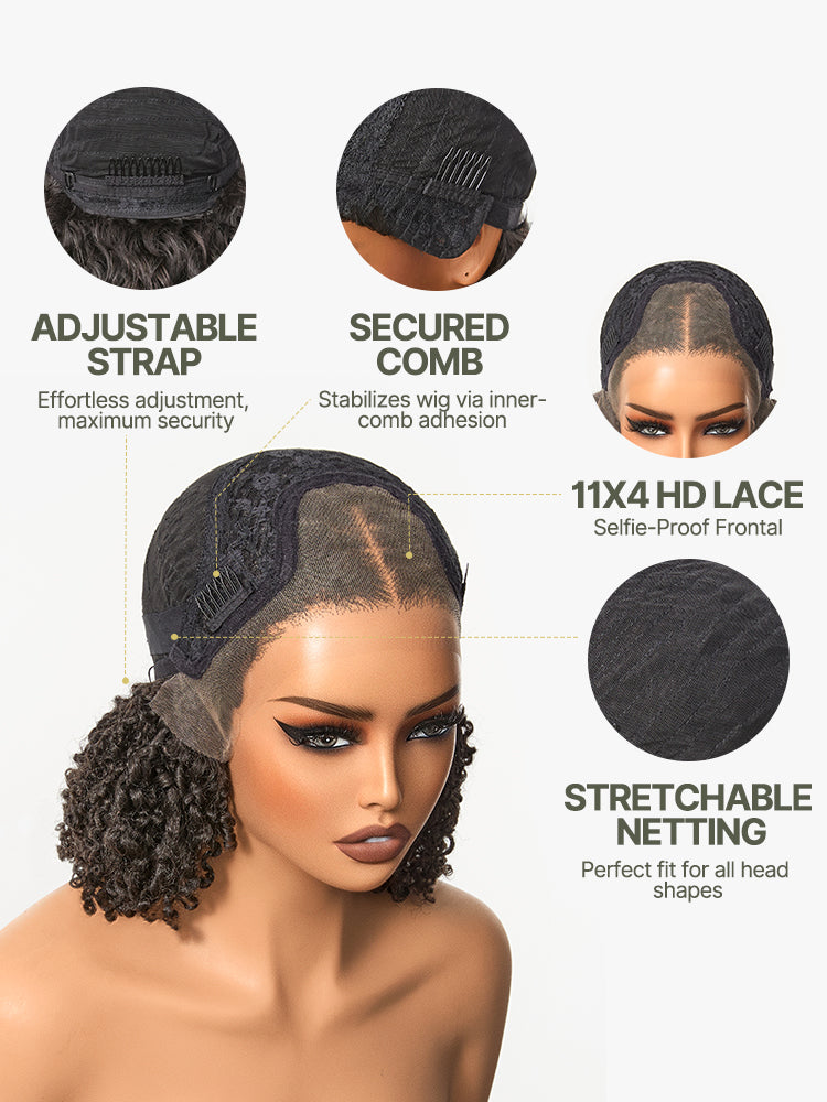 Micro Twist Curly Dreadlock Wig 11x4 HD Lace Front Glueless Synthetic Hair