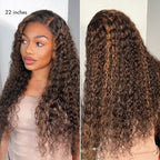 All-Day Comfort™ Wig PartingMax Brown Highlights Funmi Curly 5x5 Closure HD Lace Glueless Wig Pre Cut Lace
