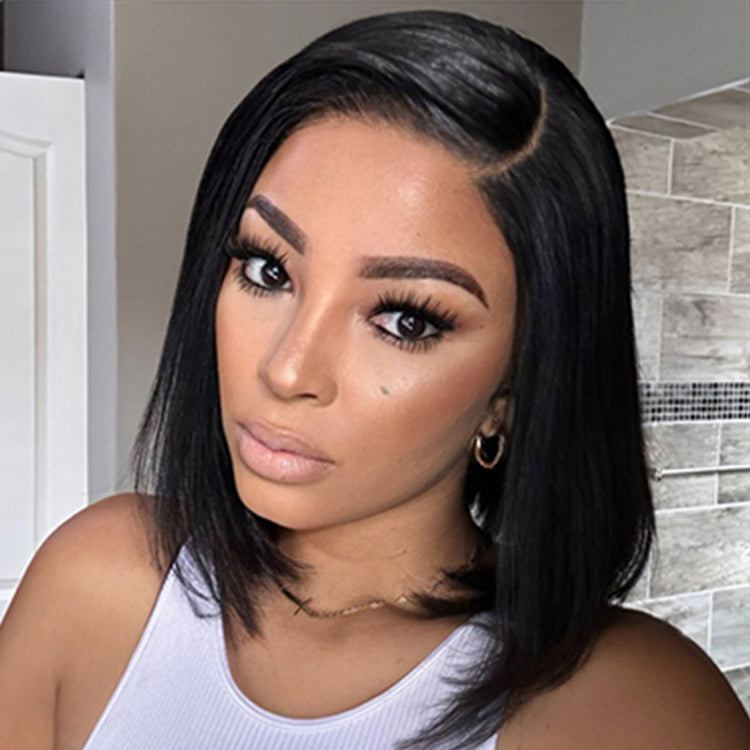 Onimehair™Put On & Go Blunt Cut Straight Bob Minimalist HD Lace Glueless C Part Wig  - US Only