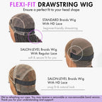 Light Weight Flexi-Fit Invisi Drawstring Cap Full Lace Knotless Boho Curls Braided Long Wig Super Natural Scalp