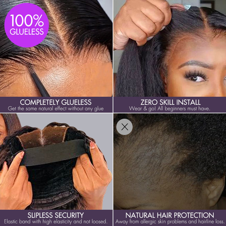 Beginner Friendly 220% Density Glueless 5x5 Closure Pre-Cut Lace Afro Curly Wig Flexi-Fit Drawstring Cap