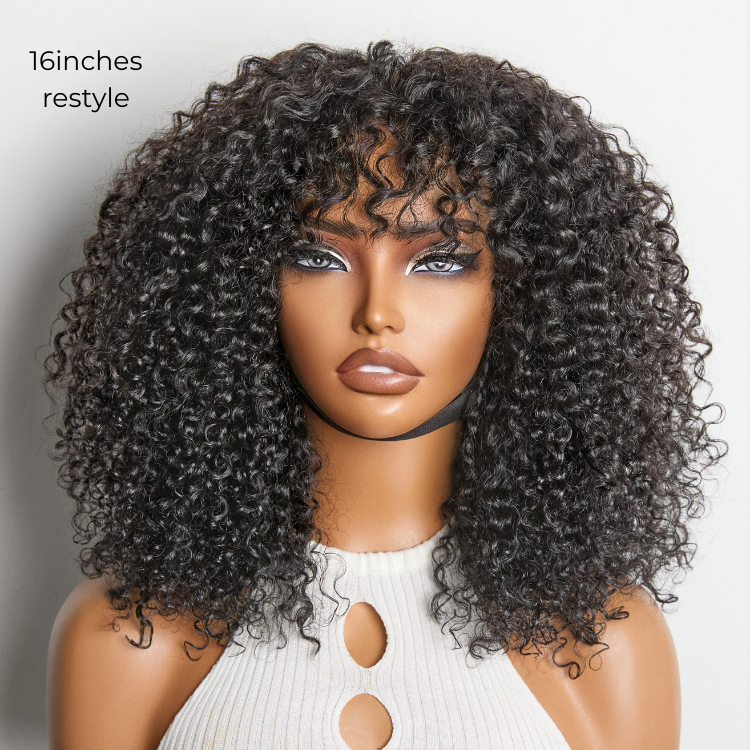 Beginner Friendly 220% Density Glueless 5x5 Closure Pre-Cut Lace Afro Curly Wig Flexi-Fit Drawstring Cap
