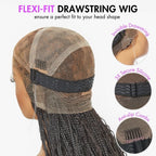 Exclusive Deal | HD Full Lace Knotless Boho Curls Braided Bob Wig Flexi Fit Invisi Drawstring Cap