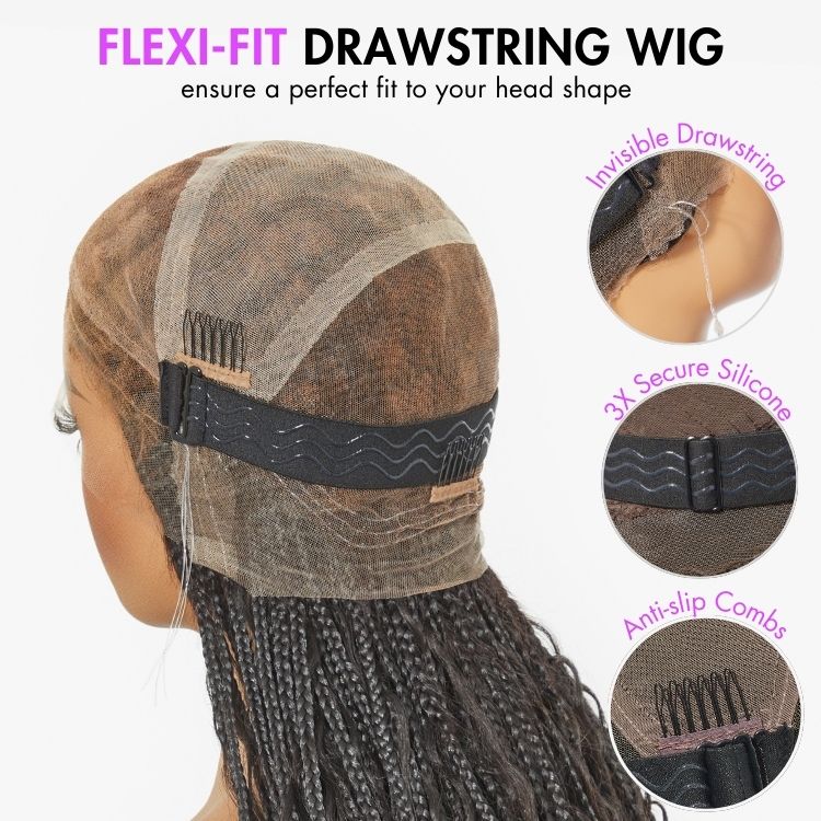 Exclusive Deal | HD Full Lace Knotless Boho Curls Braided Bob Wig Flexi Fit Invisi Drawstring Cap