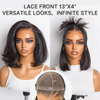 Onimehair™ Silky Blunt Cut Bob Glueless Ear-to-ear 13x4 HD Lace Front Wig Pre-Cut Lace Flexi-Fit Drawstring Cap
