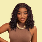 Exclusive Deal | HD Full Lace Knotless Boho Curls Braided Bob Wig Flexi Fit Invisi Drawstring Cap