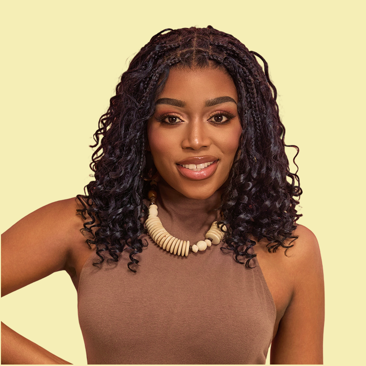 Exclusive Deal | HD Full Lace Knotless Boho Curls Braided Bob Wig Flexi Fit Invisi Drawstring Cap