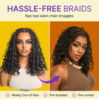 Exclusive Deal | HD Full Lace Knotless Boho Curls Braided Bob Wig Flexi Fit Invisi Drawstring Cap