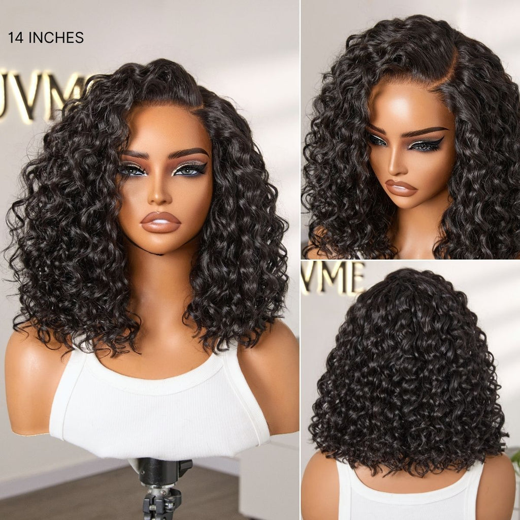 Ready to Go Water Wave Short Curly Bob Wig Glueless Minimalist HD Lace Wig Pre-Cut Lace