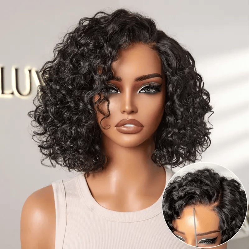 Ready to Go Water Wave Short Curly Bob Wig Glueless Minimalist HD Lace Wig Pre-Cut Lace
