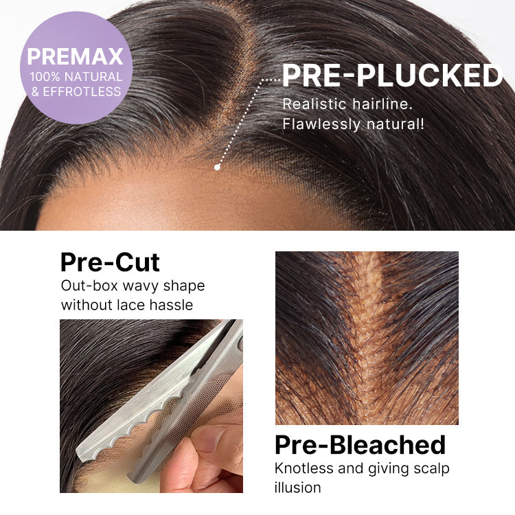 All-Day Comfort™ Wig 180% Density Bone Straight with Baby Hair PartingMax Glueless 5x5 Closure HD Lace Wig Pre-Cut Lace