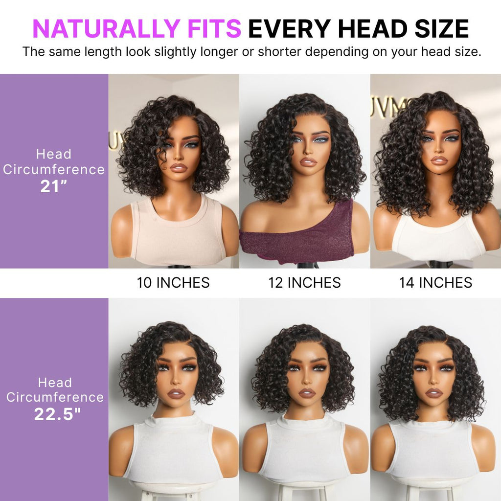 Ready to Go Water Wave Short Curly Bob Wig Glueless Minimalist HD Lace Wig Pre-Cut Lace