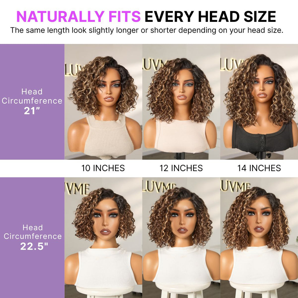 Ready to Go Water Wave Short Curly Bob Wig Glueless Minimalist HD Lace Wig Pre-Cut Lace
