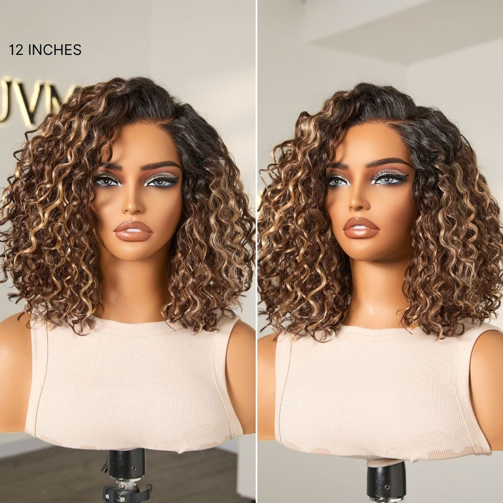 Ready to Go Water Wave Short Curly Bob Wig Glueless Minimalist HD Lace Wig Pre-Cut Lace