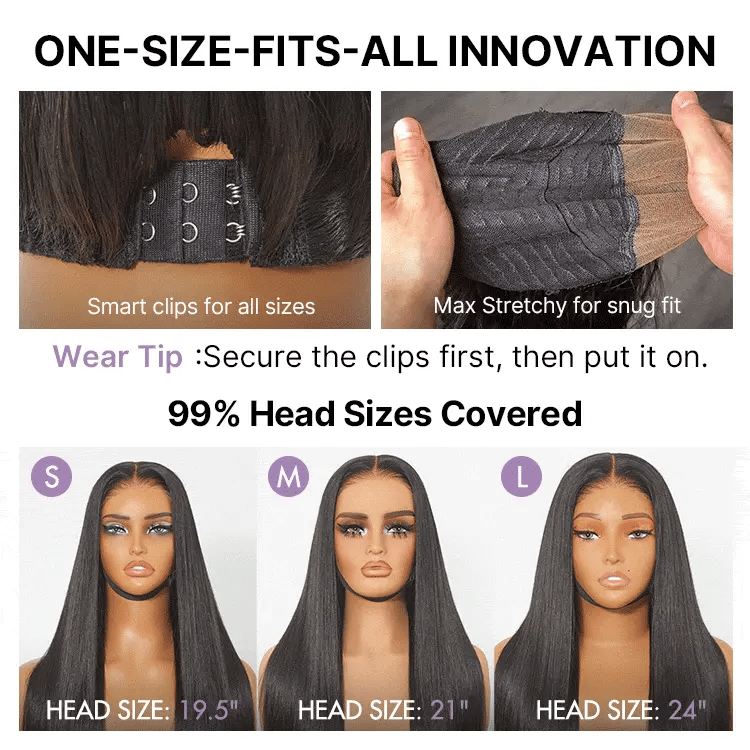 All-Day Comfort™ Wig 180% Density Bone Straight with Baby Hair PartingMax Glueless 5x5 Closure HD Lace Wig Pre-Cut Lace