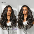 Readitress™ Side Braided Yaki Body Wave Glueless Ear-to-ear 13x6 Frontal HD Lace Wig Human Hair Flexi-Fit Drawstring Cap