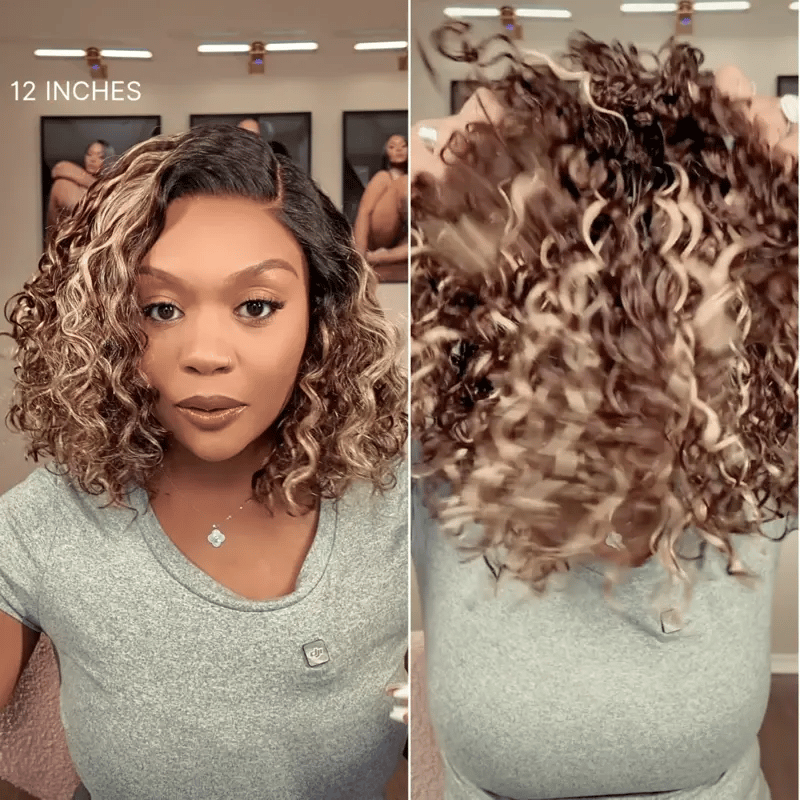 Ready to Go Water Wave Short Curly Bob Wig Glueless Minimalist HD Lace Wig Pre-Cut Lace