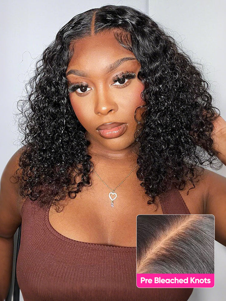 Onimehair™ Water Wave Bob Glueless Wig Wear Go 13x4 HD Lace Pre Cut Lace Wig