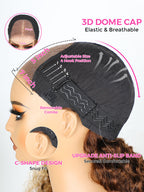 Onimehair™ Wear Go Glueless Balayage Highlight Ombre Brown Water Wave Wig Pre-plucked