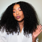 Onimehair™ Glueless Thick Fluffy Afro Curly Human Hair Bob Wigs 13x4 Invisiable Lace Wig Flash Sale