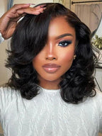 Onimehair™ Pre-bleached Body Wave Hair Wear Go Bob Wig 13x4 Pre-cut HD Lace Pre-plucked