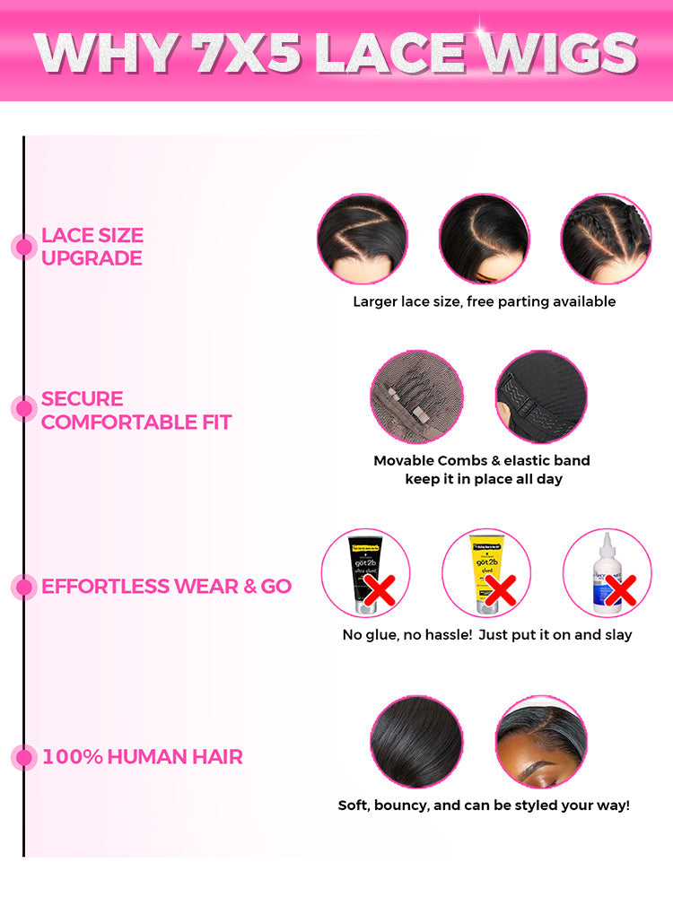 Onimehair™ Wear Go Glueless Balayage Highlight Ombre Brown Water Wave Wig Pre-plucked