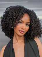 Onimehair™ 3 In 1 Half Wig Layered Curly Bob Pre-Styled onimehair Curly Half Wig Draw-strings Flip Over Wig