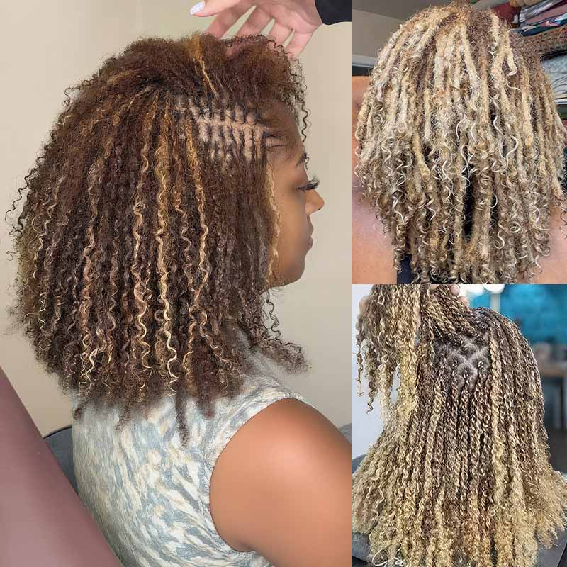 Onimehair™ 3 In 1 Afro Kinky Bulk Three Colors #32/16/613 Human Hair For Braiding Dreadlock Hair