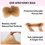 Onimehair™ Honey Blonde Color Afro kinky Bulk Hair Extensions For Braiding Dreadlock Human Hair