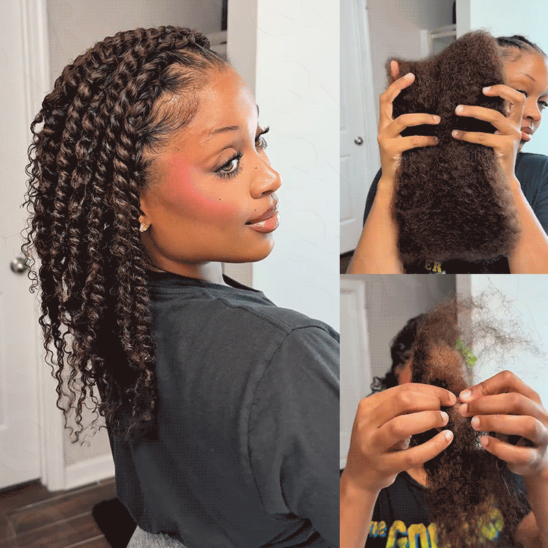 Onimehair™ Dark Brown Afro kinky Bulk Hair Extensions For Braiding Dreadlock Human Hair