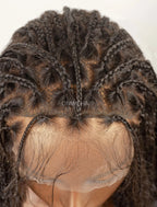 Human Hair Full Lace Braided Wig Glueless Small Boho Knotless Braids With Baby Hair