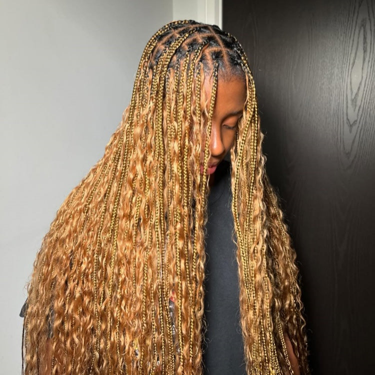 27# Honey Blonde Curly Crochet Hair 100% Human Crochet Braids Extensions