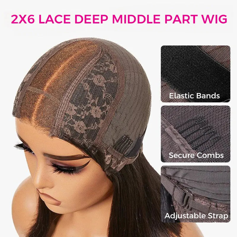 Sleek Bone Straight Bob 5×5 HD Lace Glueless Blunt Cut Middle Part Wig Super Double Drawn Hair Quality