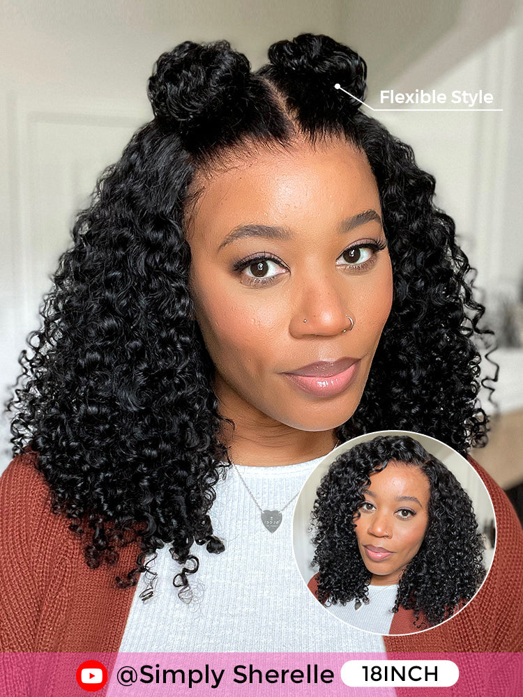 Onimehair™ Pre-cut 13x4 Lace M-cap Wear Go Glueless Mini Knots onimehair Bob Curly Hair HD Lace Front Wig Pre-plucked