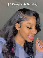 Onimehair™ Pre-bleached Body Wave Hair Wear Go Bob Wig 13x4 Pre-cut HD Lace Pre-plucked