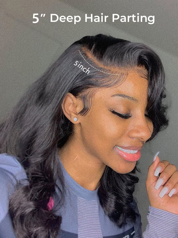 Onimehair™ Pre-bleached Body Wave Hair Wear Go Bob Wig 13x4 Pre-cut HD Lace Pre-plucked