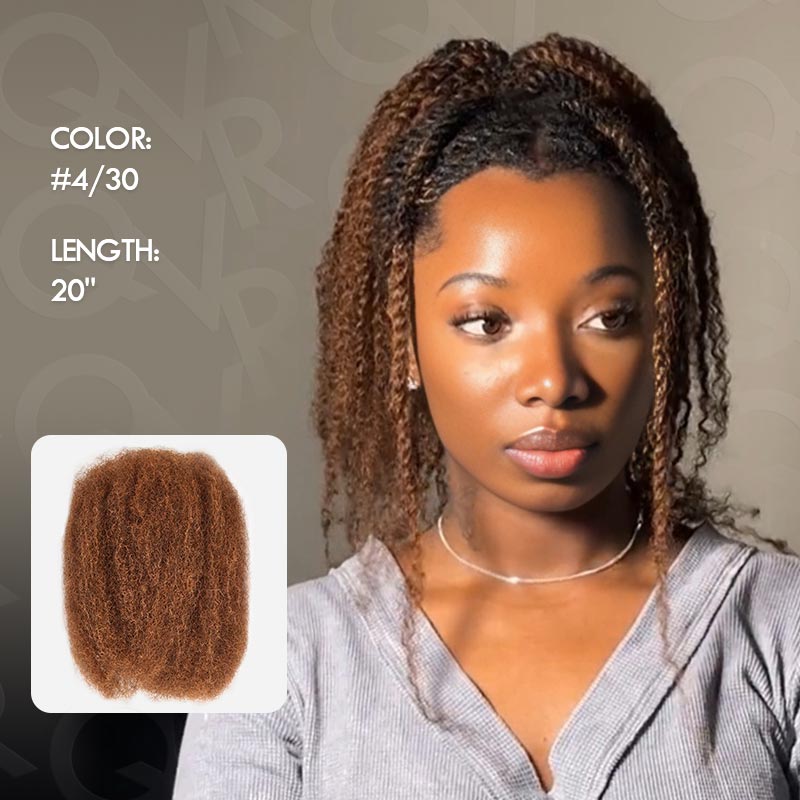 Onimehair™ Brazilian Salt Pepper Color Afro Kinky Bulk Human Hair For Braiding Dreadlock Hair