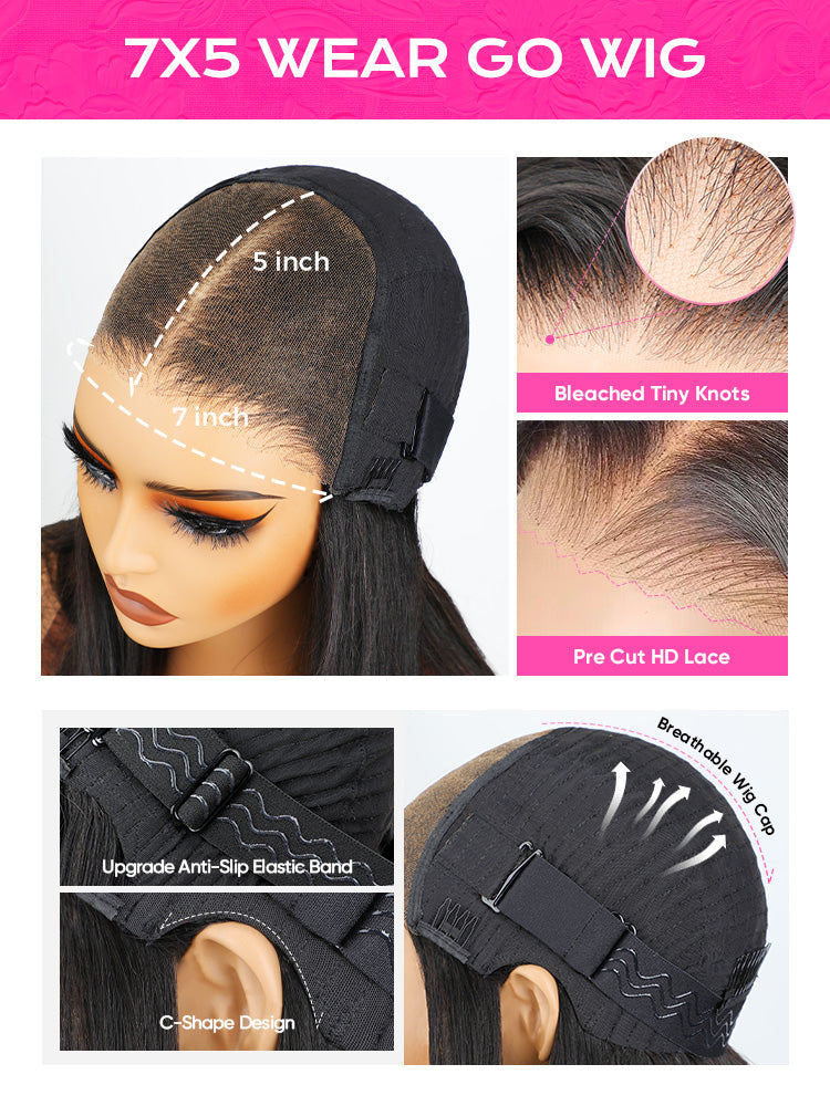 Onimehair™ 13x4 HD Lace Glueless Bob Wigs Wear Go Pre Cut Lace Human Hair Wigs
