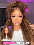 Onimehair™ Wear Go Glueless Highlights Ombre Hair Pre-cut HD Lace onimehair Curly Wig