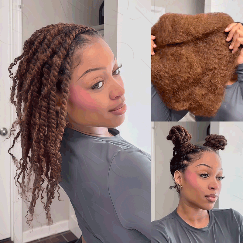 Onimehair™ Mixed Color #4/30 Afro Kinky Bulk Highlights #27/30 Human Hair