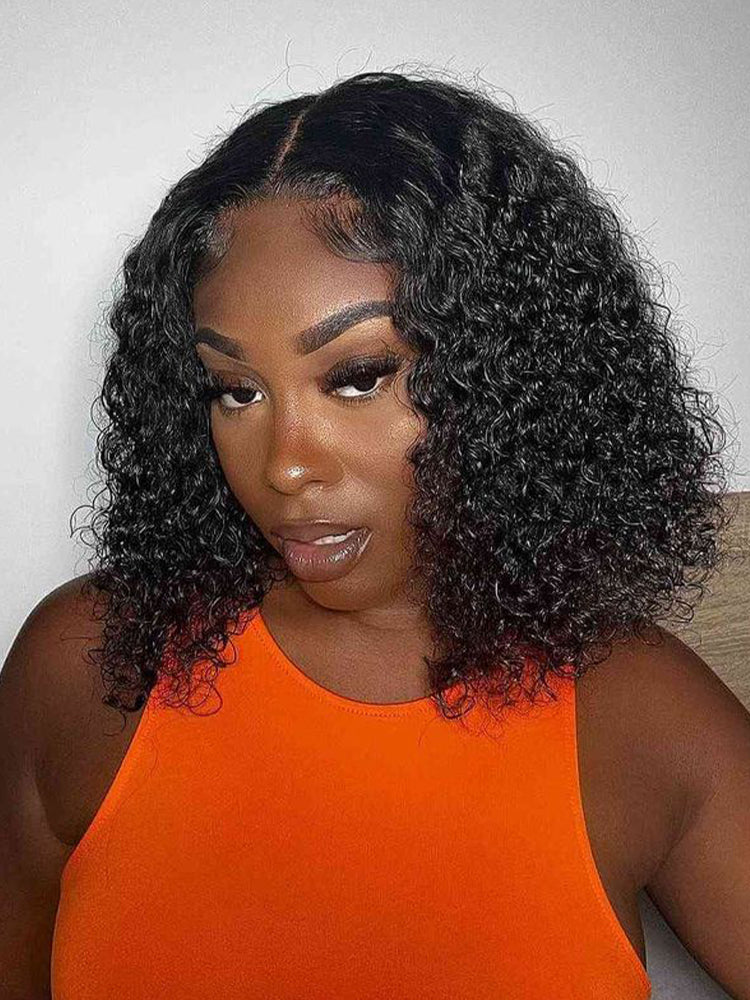 Onimehair™ Water Wave Bob Glueless Wig Wear Go 13x4 HD Lace Pre Cut Lace Wig
