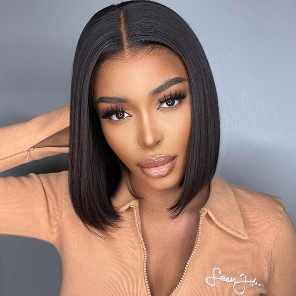 Glueless Short Bob Wig Straight 5×5 13×4 Invisible HD Lace Closure Wig 180% Density