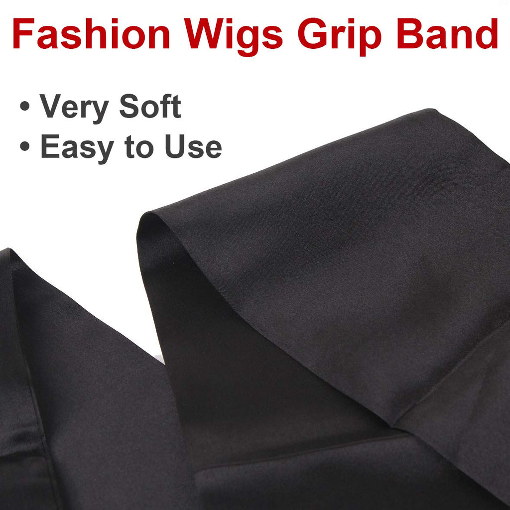 Onimehair™Wig Grip Band Soft Satin Scarf Fashion Headbands for Lace Frontal Wigs Fixing, Makeup, Sports, Yoga, Facial (1 Pcs, Black)