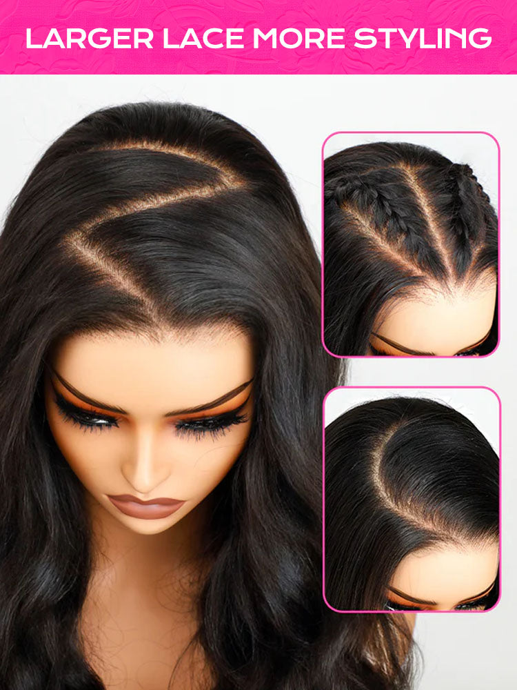 Onimehair™ Pre-bleached Body Wave Hair Wear Go Bob Wig 13x4 Pre-cut HD Lace Pre-plucked