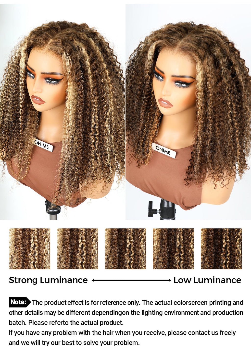 Onimehair™ Wear Go Glueless Highlights Ombre Hair Pre-cut HD Lace onimehair Curly Wig