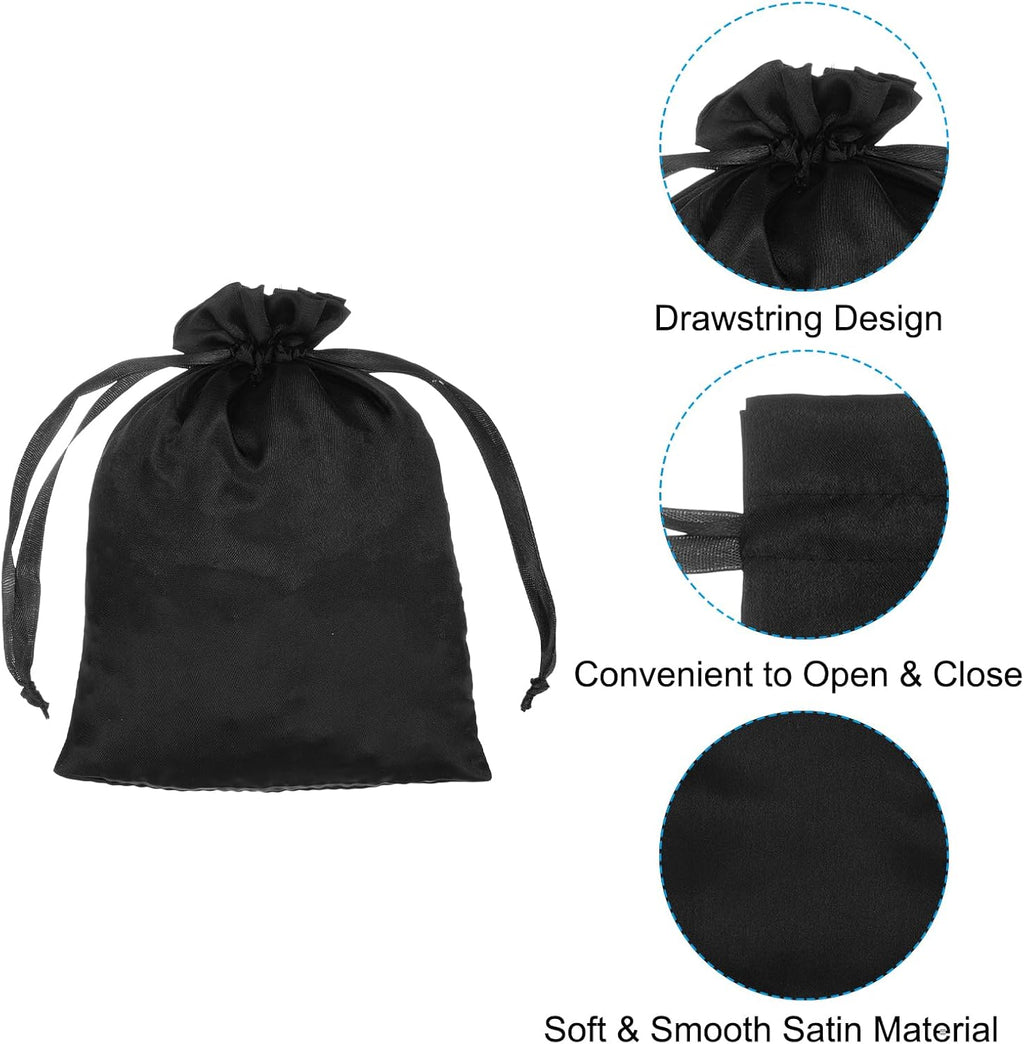Onimehair™Black Satin Cloth Gift Bags 1pcs