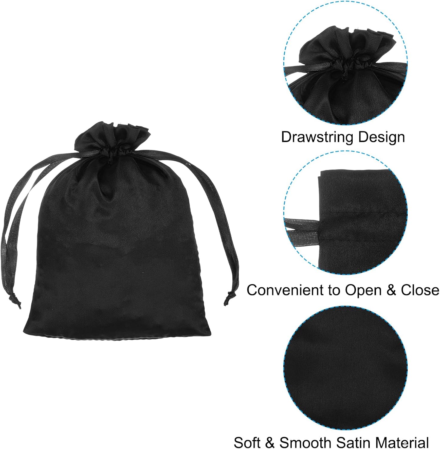 Onimehair™Black Satin Cloth Gift Bags 1pcs